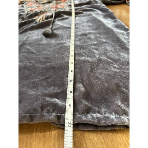 Johnny Was Gray Velvet Floral Embroidered Tunic Boho Mini Dress Size Large - Picture 7 of 8